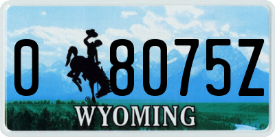 WY license plate 08075Z