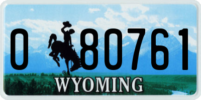 WY license plate 080761
