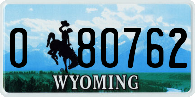 WY license plate 080762