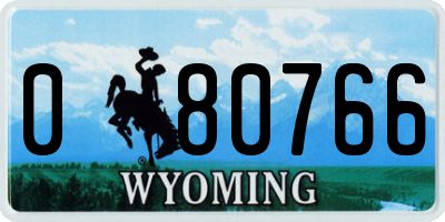 WY license plate 080766