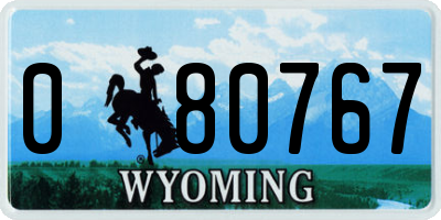 WY license plate 080767