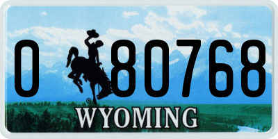WY license plate 080768