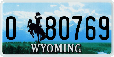 WY license plate 080769