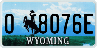 WY license plate 08076E