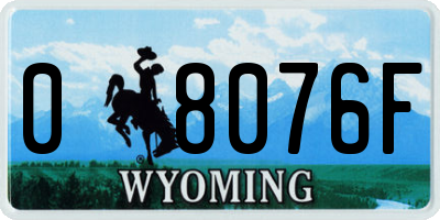 WY license plate 08076F