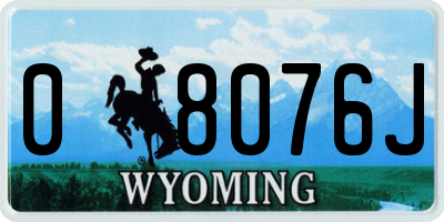 WY license plate 08076J