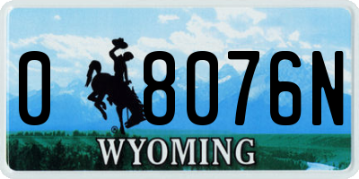 WY license plate 08076N