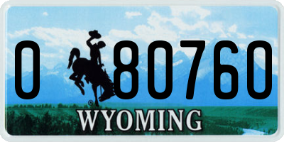 WY license plate 08076O