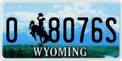 WY license plate 08076S