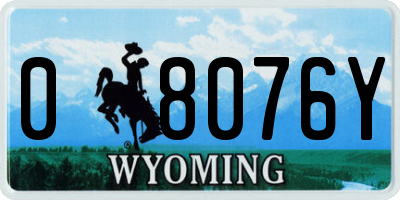 WY license plate 08076Y
