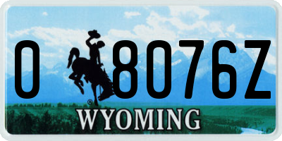 WY license plate 08076Z