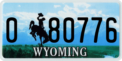 WY license plate 080776