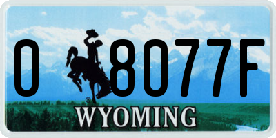 WY license plate 08077F