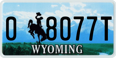 WY license plate 08077T