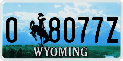 WY license plate 08077Z
