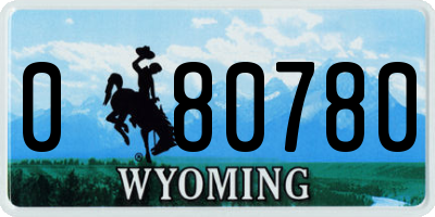 WY license plate 080780