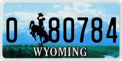 WY license plate 080784