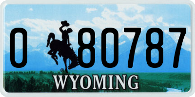 WY license plate 080787