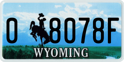WY license plate 08078F