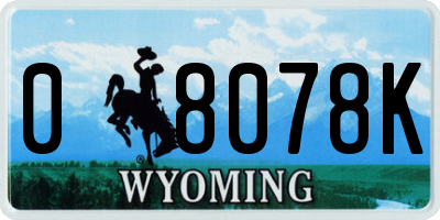 WY license plate 08078K