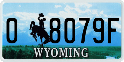 WY license plate 08079F