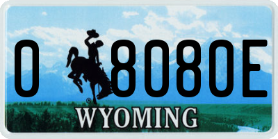WY license plate 08080E