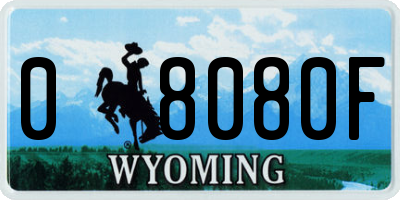 WY license plate 08080F