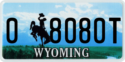 WY license plate 08080T