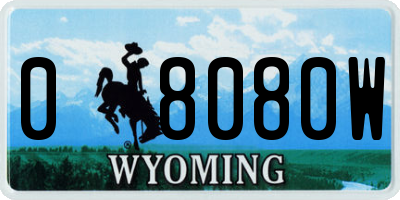 WY license plate 08080W