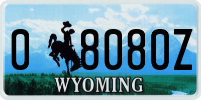 WY license plate 08080Z