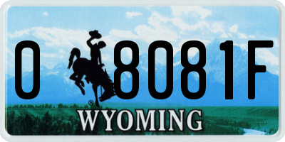 WY license plate 08081F