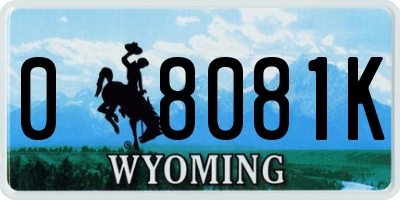 WY license plate 08081K