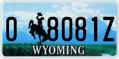WY license plate 08081Z