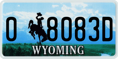 WY license plate 08083D