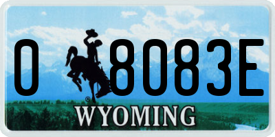 WY license plate 08083E