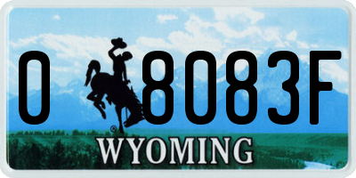 WY license plate 08083F