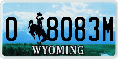 WY license plate 08083M