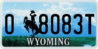 WY license plate 08083T
