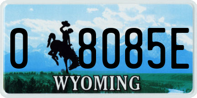 WY license plate 08085E