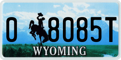WY license plate 08085T