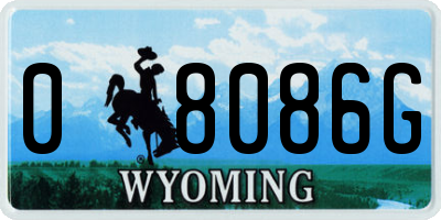WY license plate 08086G