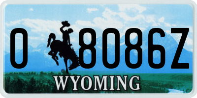 WY license plate 08086Z