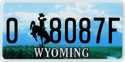 WY license plate 08087F
