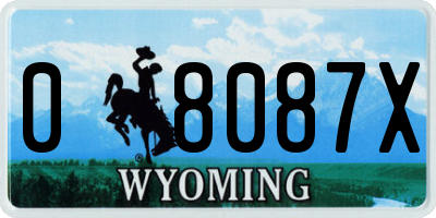 WY license plate 08087X