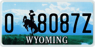 WY license plate 08087Z