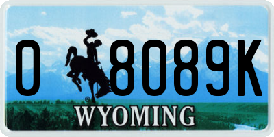 WY license plate 08089K