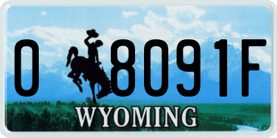 WY license plate 08091F