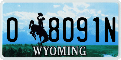 WY license plate 08091N