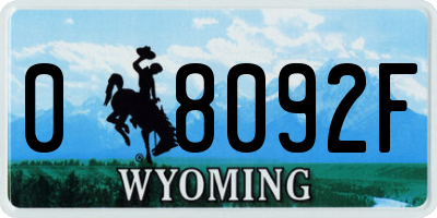 WY license plate 08092F
