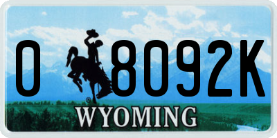 WY license plate 08092K